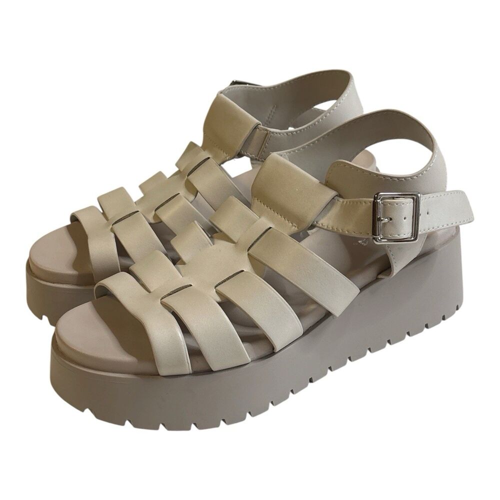 Soda Women’s Platform Fisherman Sandals Size 10 Beige Chunky Lug Sole